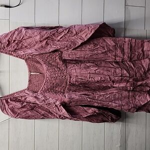 Free People Mauve Puff Sleeve Peasant Blouse